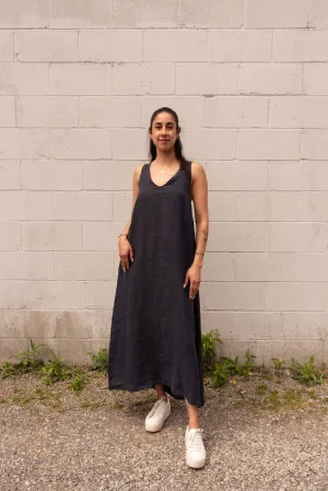BACK TIE LINEN DRESS