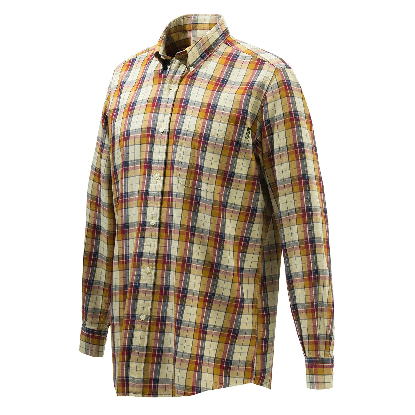 Beretta Wool Button Down Shirt Beige / Red