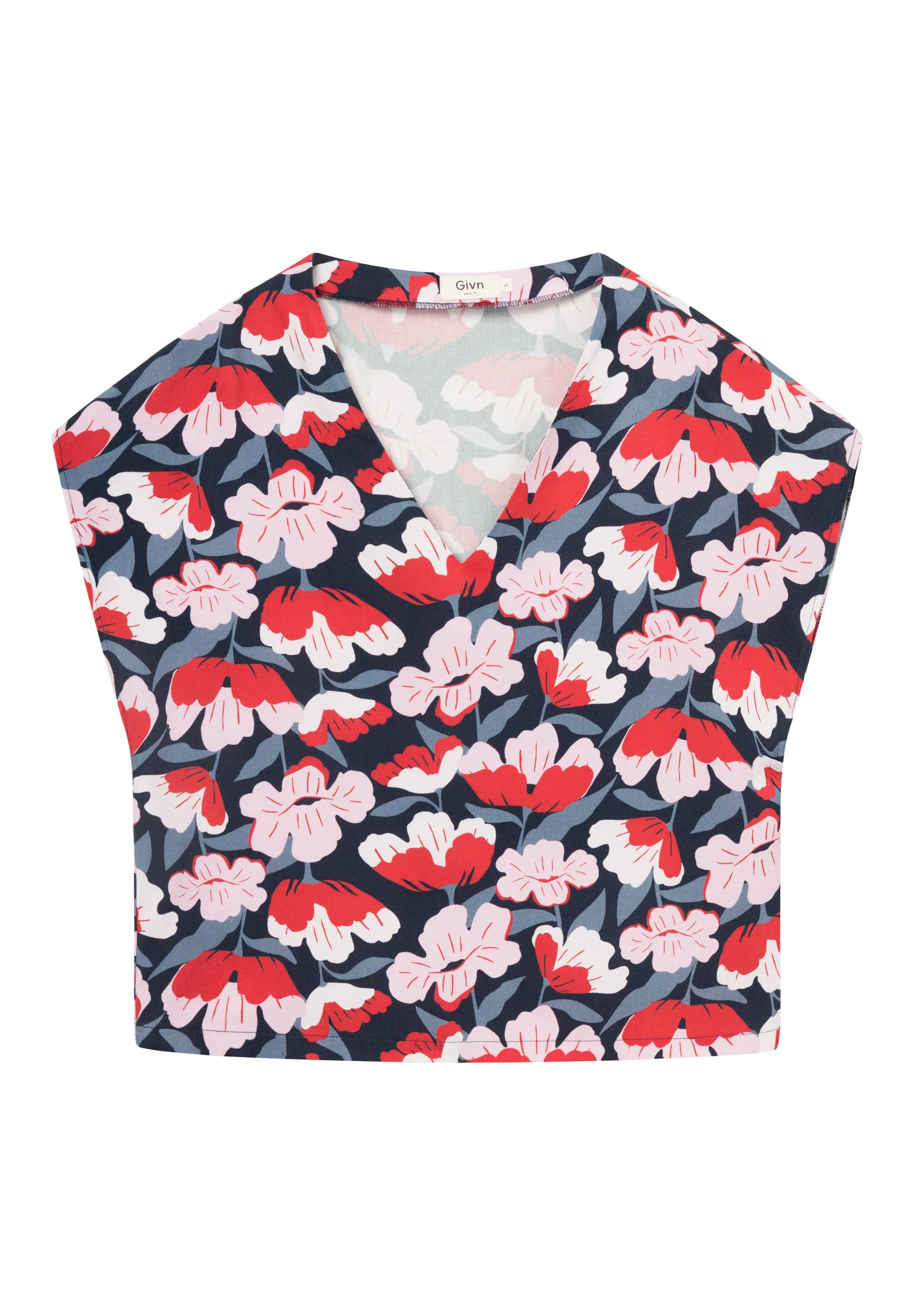 Blouse Shirt GBRUBY Relaxed Fit From LENZING™ ECOVERO™ - Red / Pink (Flowers) Givn Berlin
