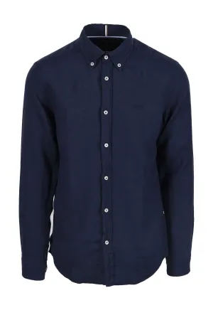Boss H-roan-bd-e-c1-243 Linen Shirt Dark Blue