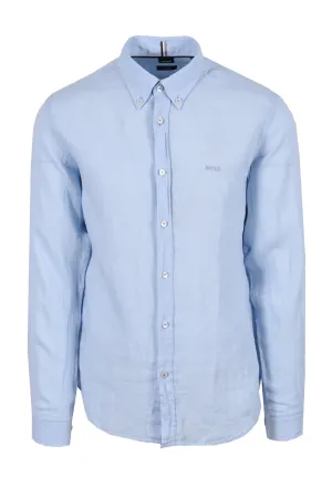 Boss H-roan-bd-e-c1-243 Linen Shirt Light Pastel Blue