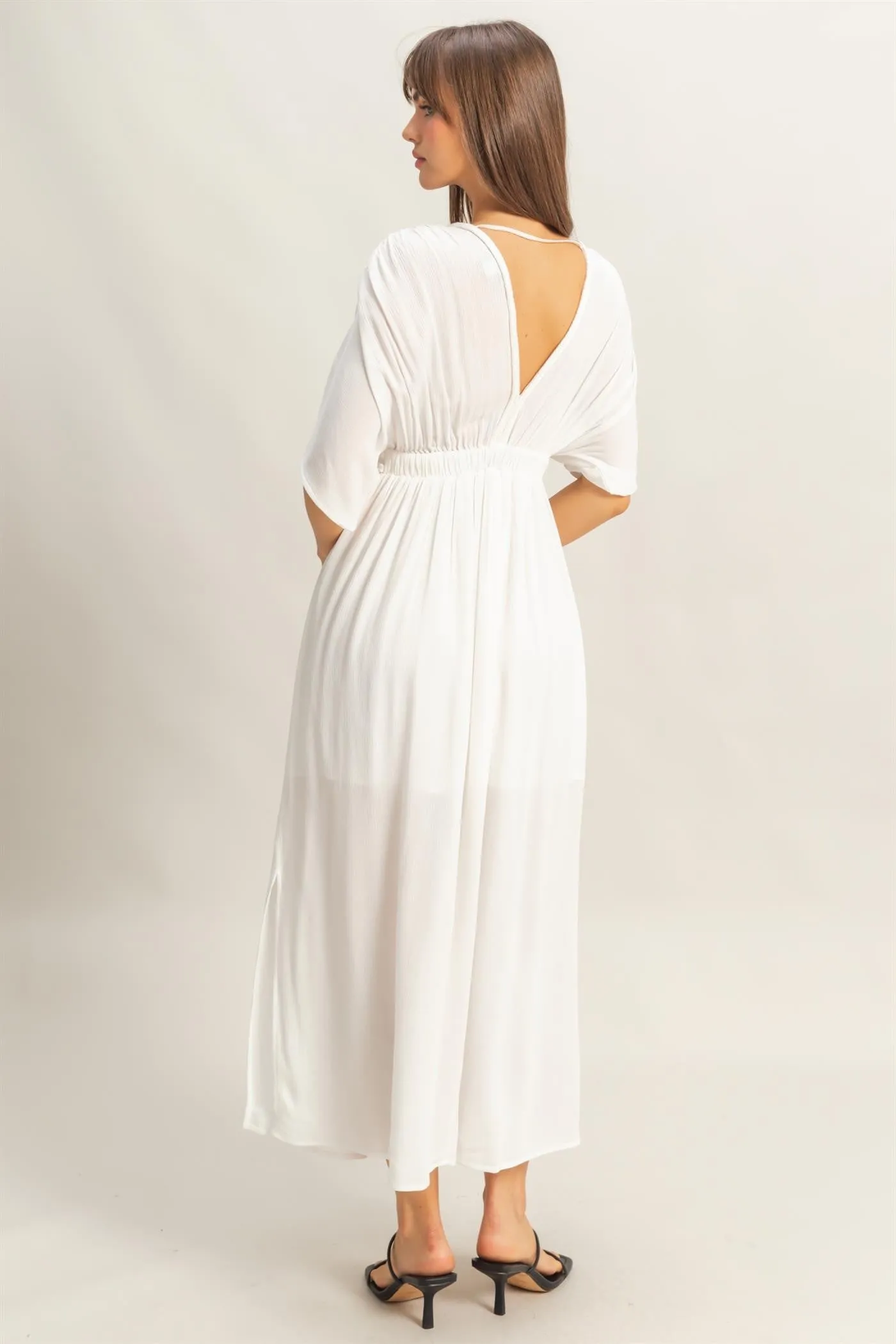 BRAID TRIM EMPIRE WAIST DRESS