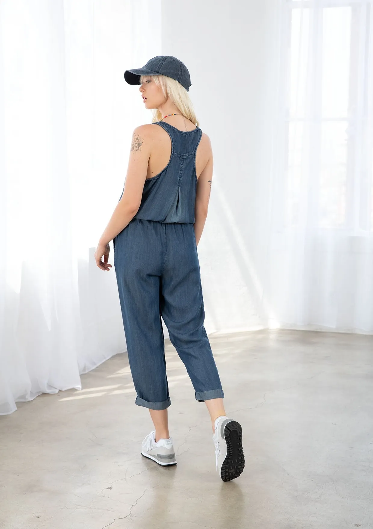BUTTON FRONT TENCEL JUMPSUIT