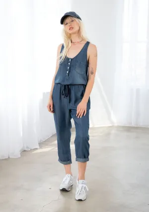 BUTTON FRONT TENCEL JUMPSUIT