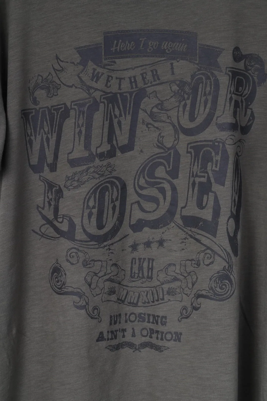 C&A Clockhouse Mens XXL T-Shirt Green Cotton Graphic Win Or Lose Top