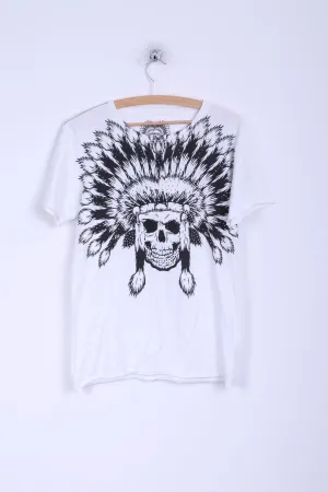 Cedar Wood State Mens S T-Shirt Cotton White Skull Apache Zircons