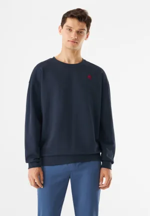 CEDRICO (Rose) Relaxed Fit Sweater Made From Organic Cotton - Midnight Blue Givn Berlin