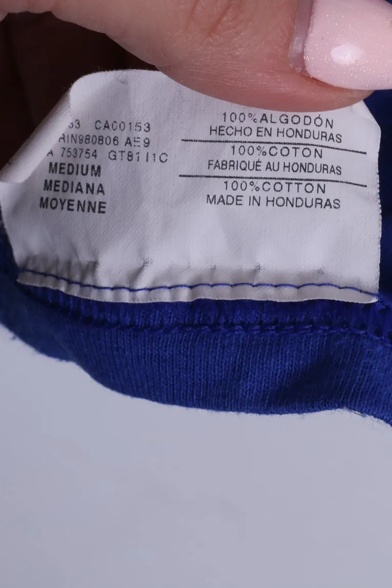 Champion Mens M T-Shirt Crew Neck Cotton Blue Plays Under Pressure