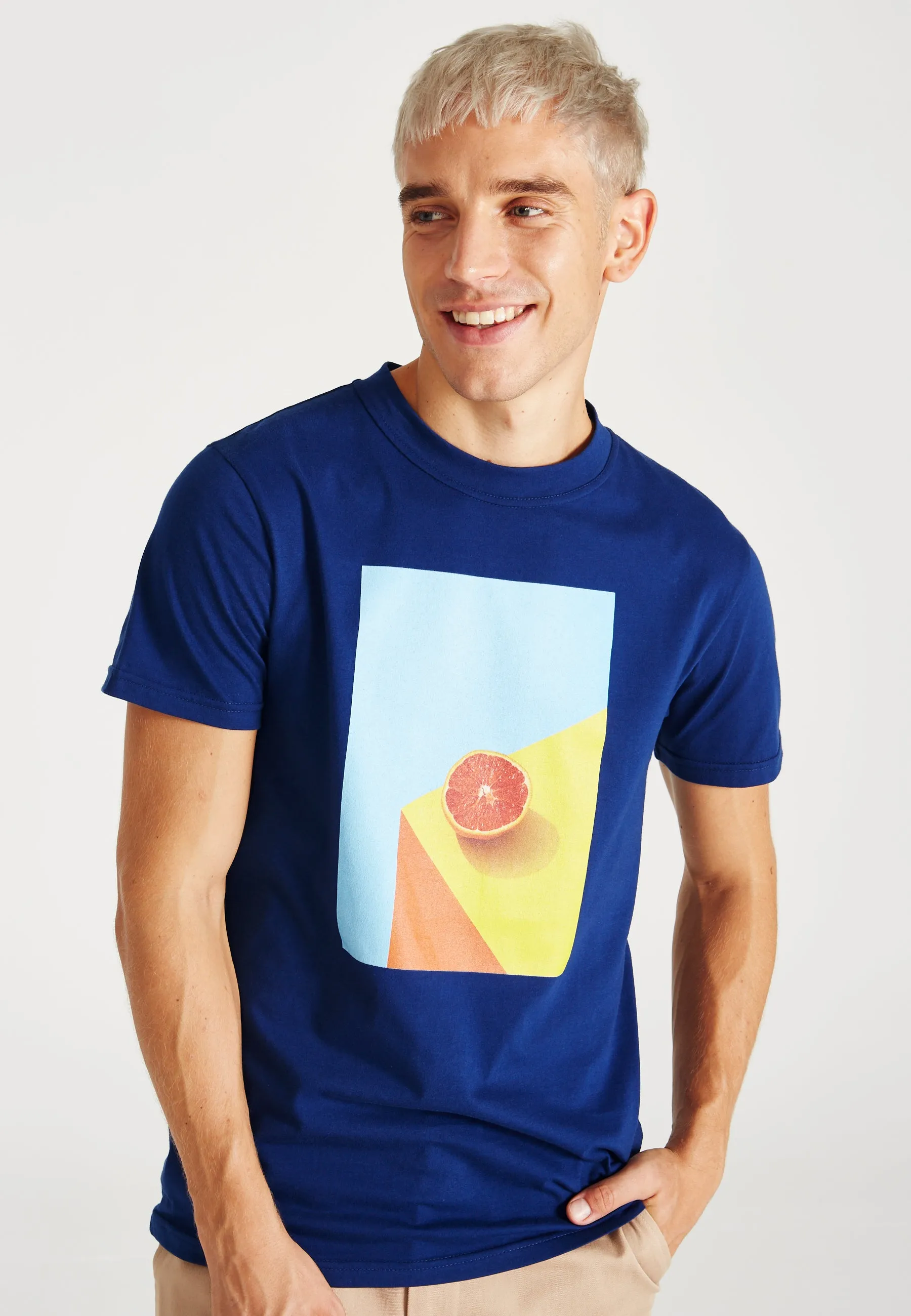 COLBY (Grapefruit) Organic Cotton T-Shirt - Navy Blue Givn Berlin