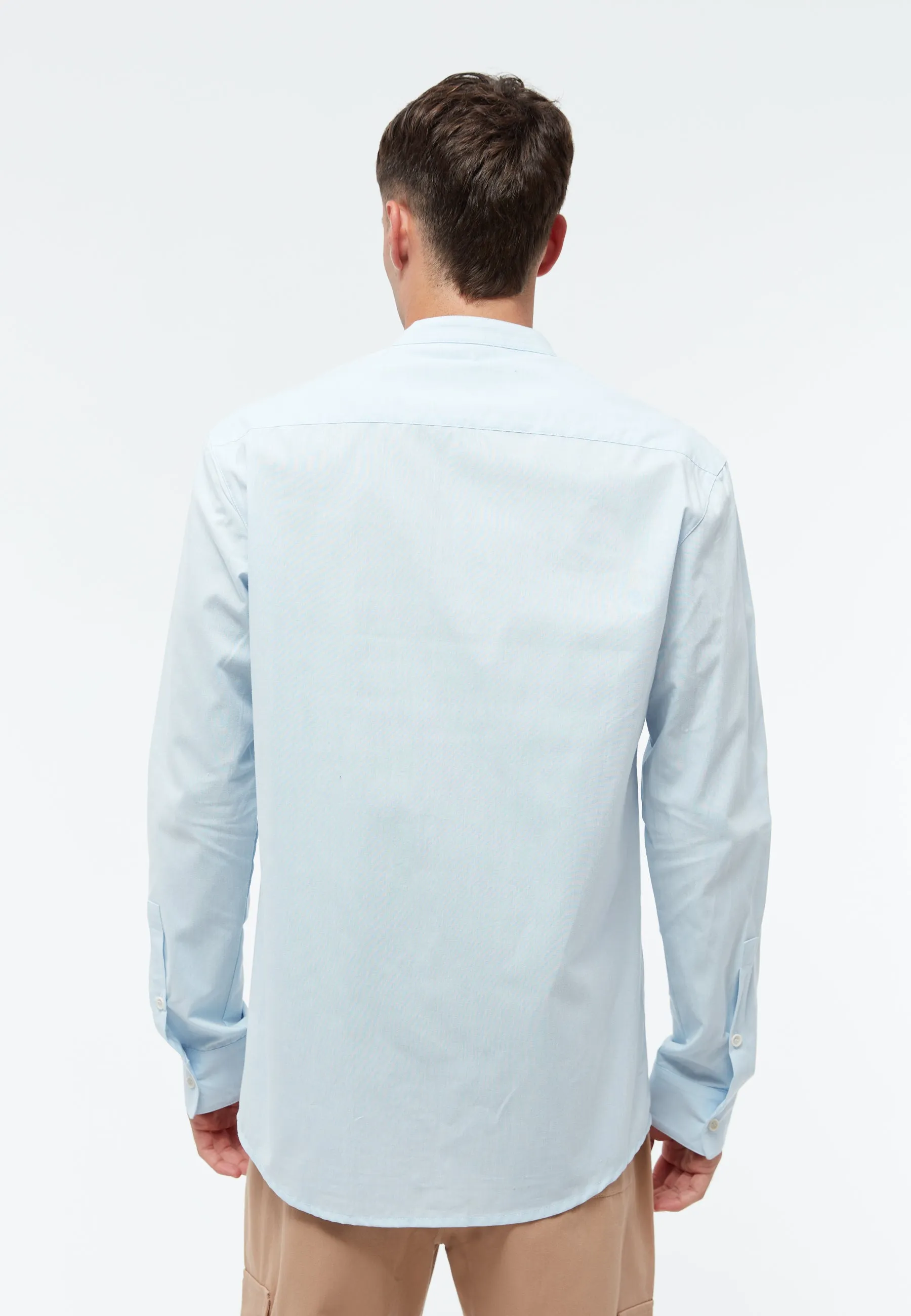 Cotton shirt GBWES with stand-up collar - Ice Blue (Melange) Givn Berlin