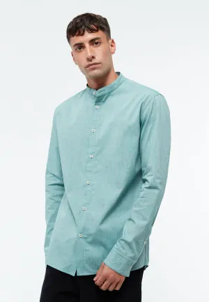Cotton shirt GBWES with stand-up collar - Malachite Green (Melange) Givn Berlin