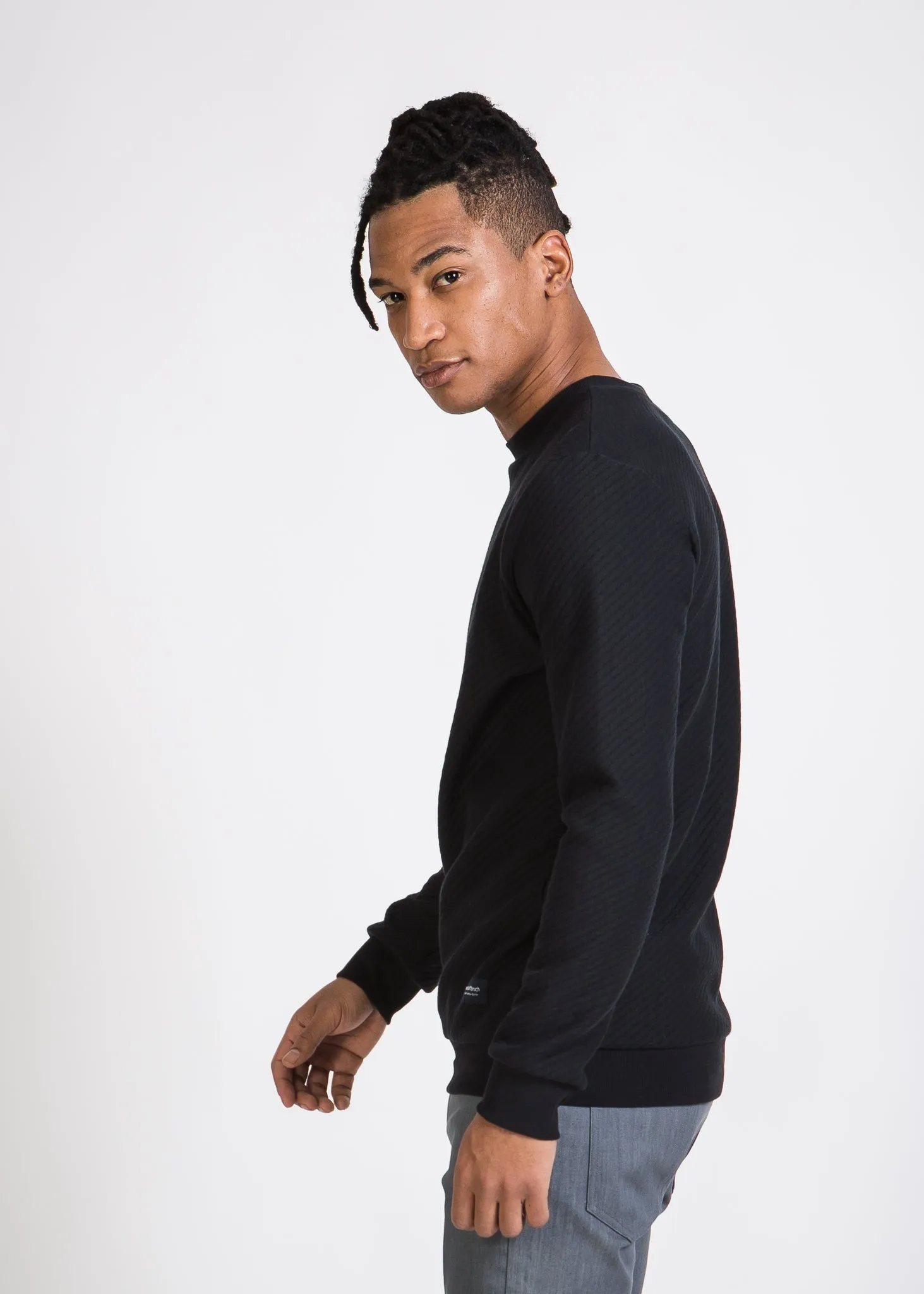 Cotton Sweatshirt CANTON - Black (Diagonal Stripes) Givn Berlin