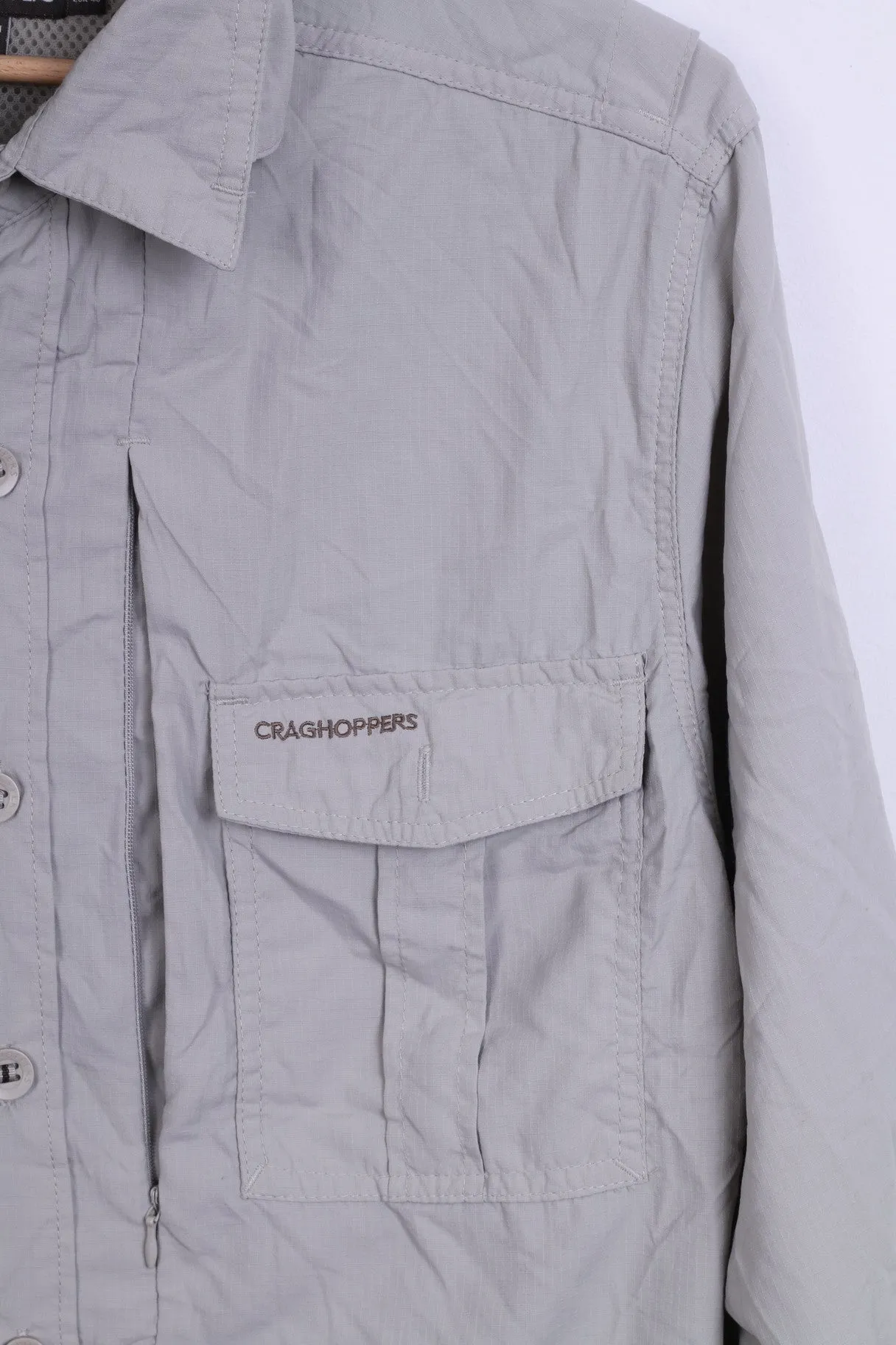 CRAGHOPPERS Mens S Casual Shirt Top Beige Detailed Buttons