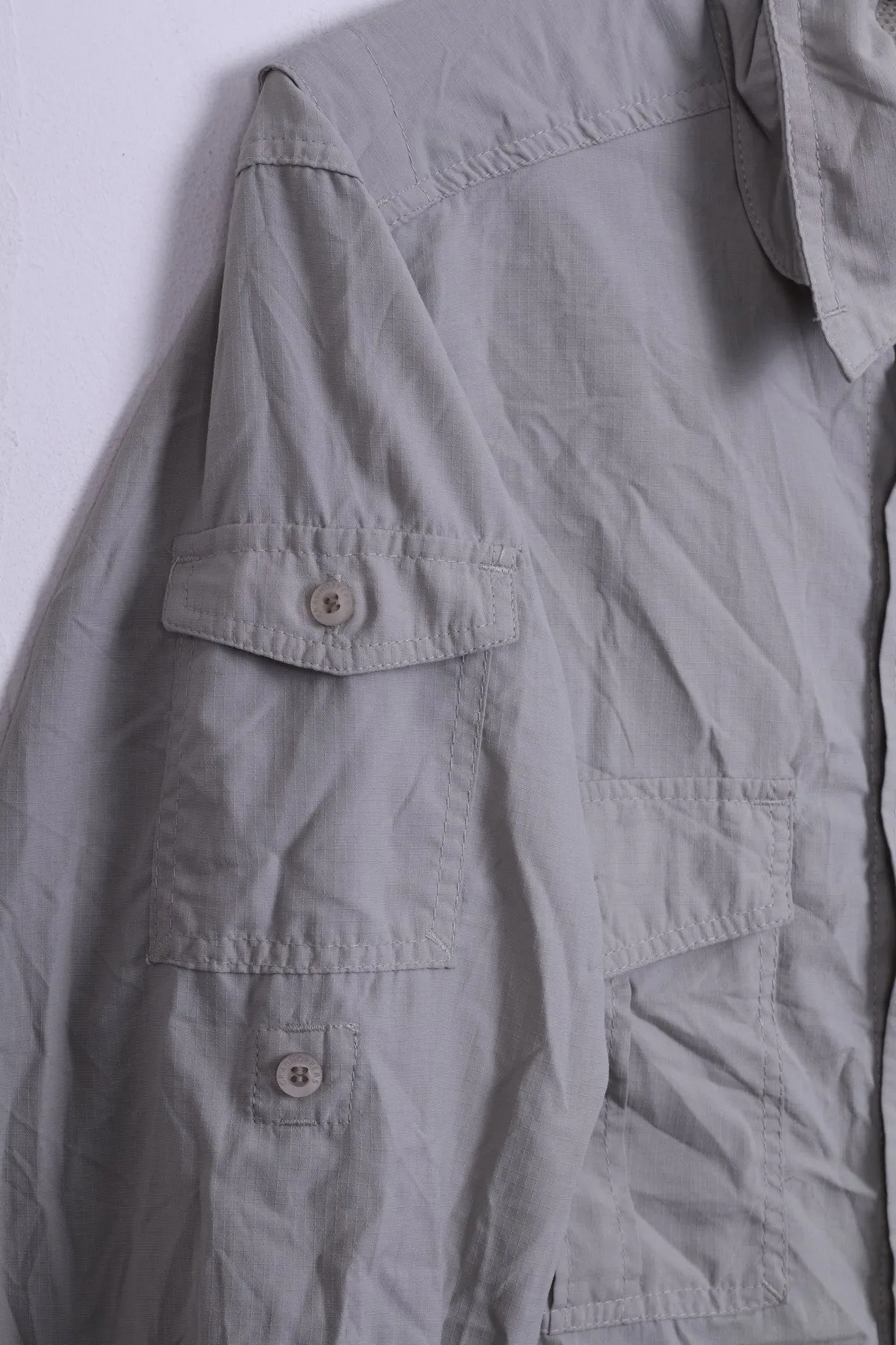 CRAGHOPPERS Mens S Casual Shirt Top Beige Detailed Buttons