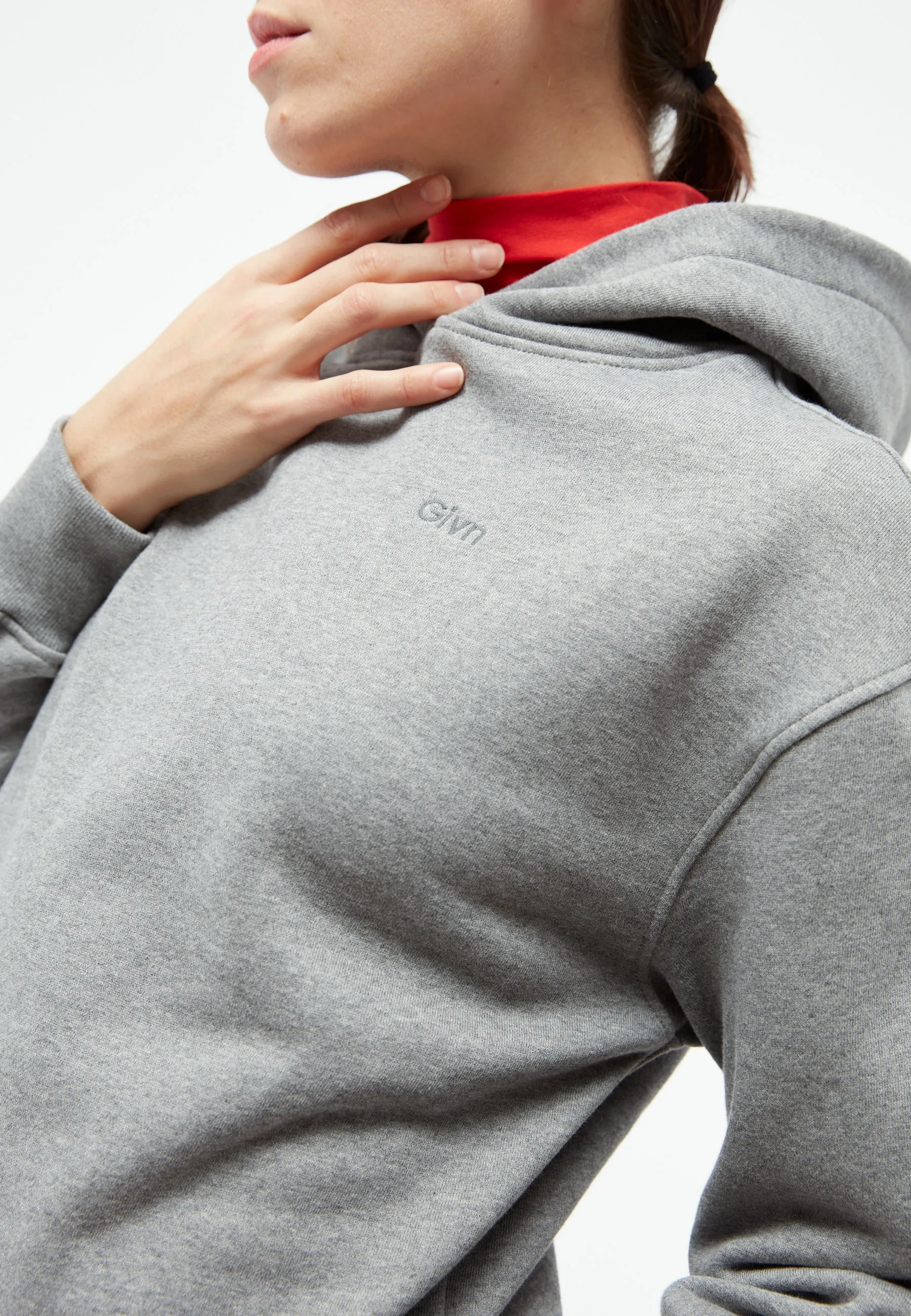Cropped sweater GBJESSA (logo) made from organic cotton - Grey Melange Givn Berlin