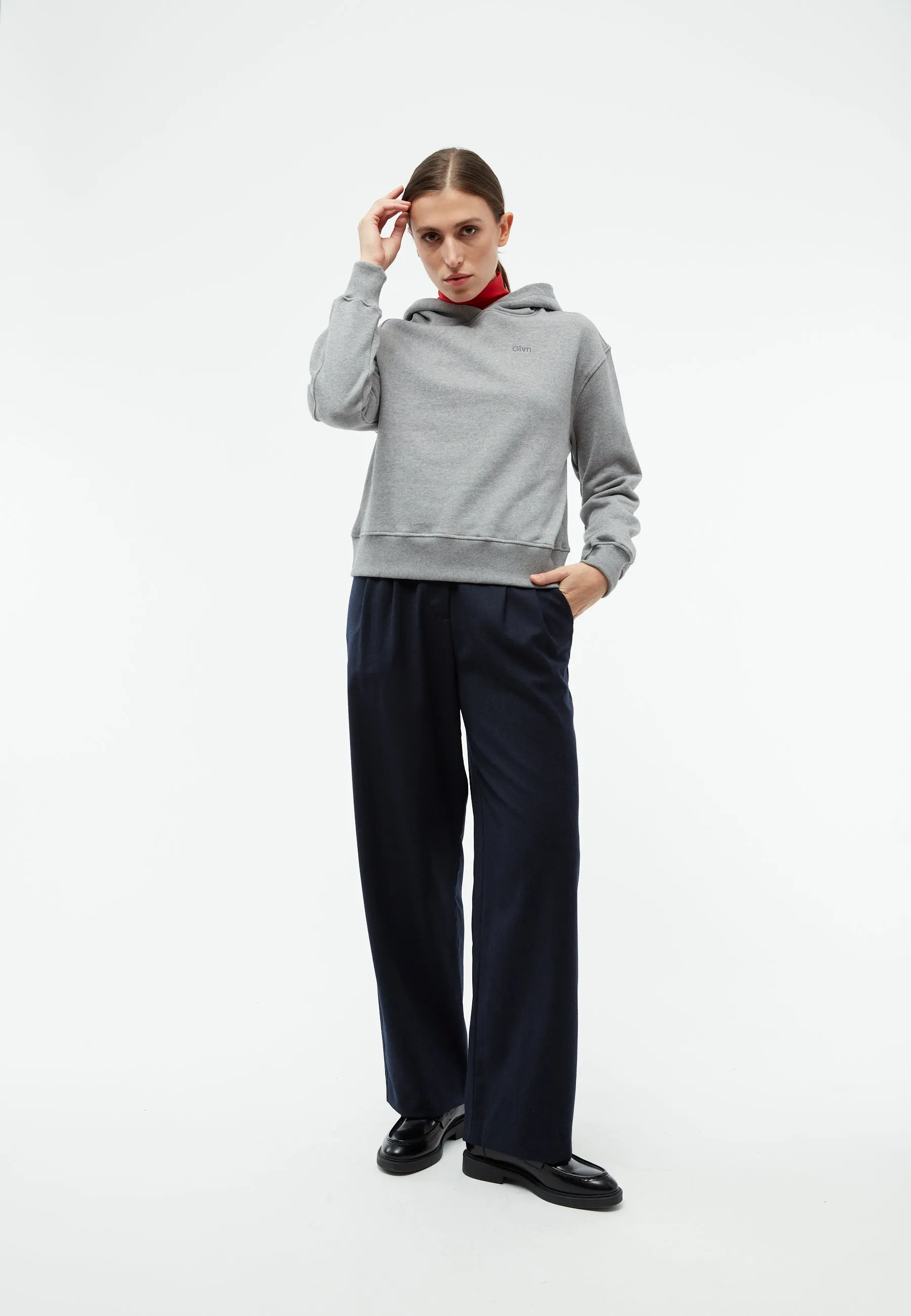 Cropped sweater GBJESSA (logo) made from organic cotton - Grey Melange Givn Berlin