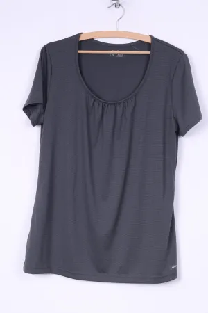 Eddie Bauer Womens XL Shirt Grey Sccop Neck Striped Freedry Top