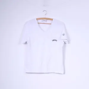 Ellesse Womens 14 L T-Shirt V Neck White Cotton Sportswear Tennis Top