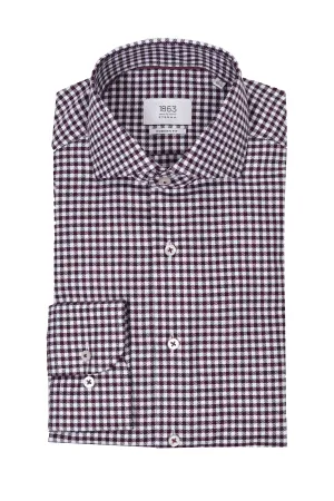 Eterna Modern Fit Checked Shirt Burgundy Check