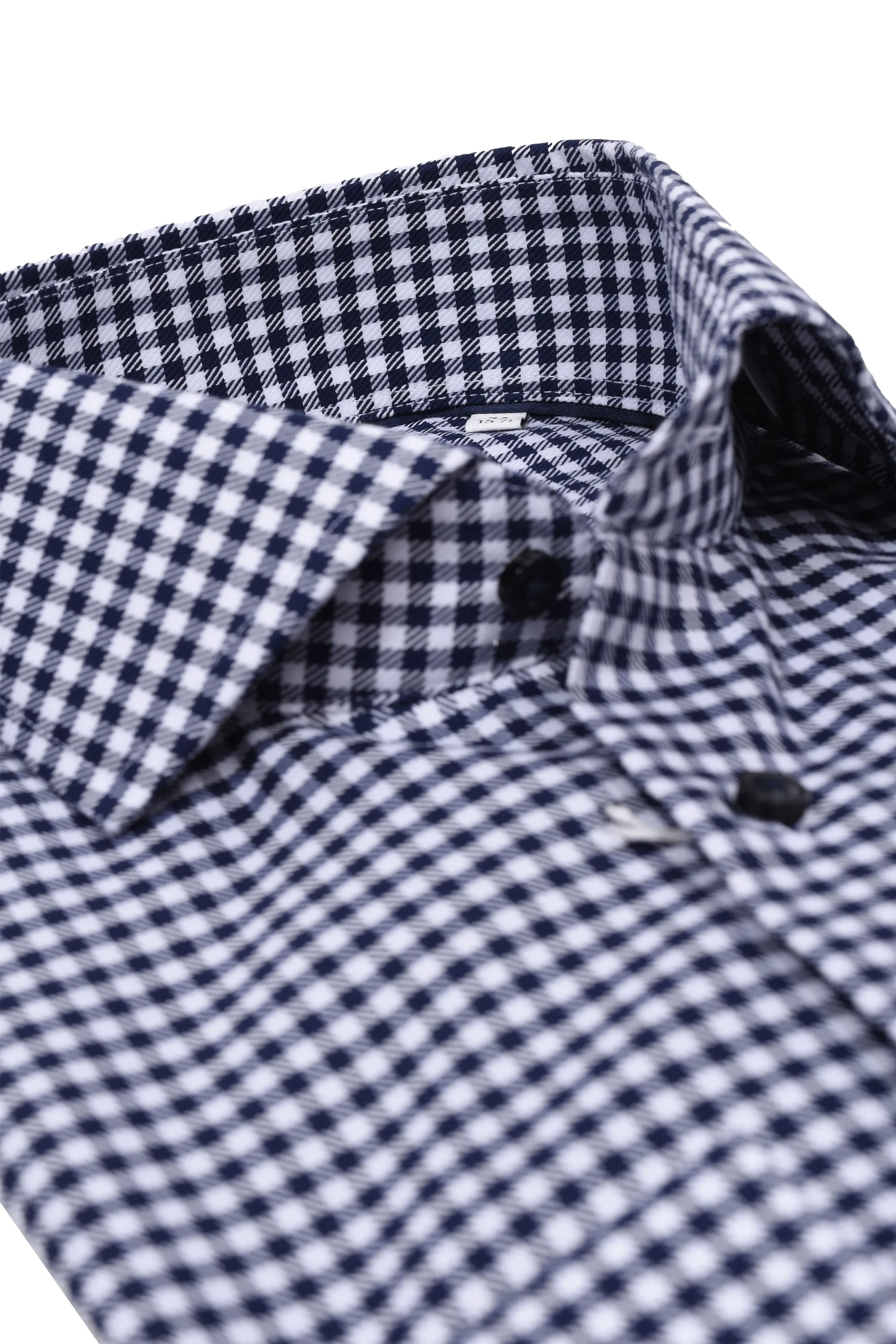 Eterna Modern Fit Checked Shirt Navy Check