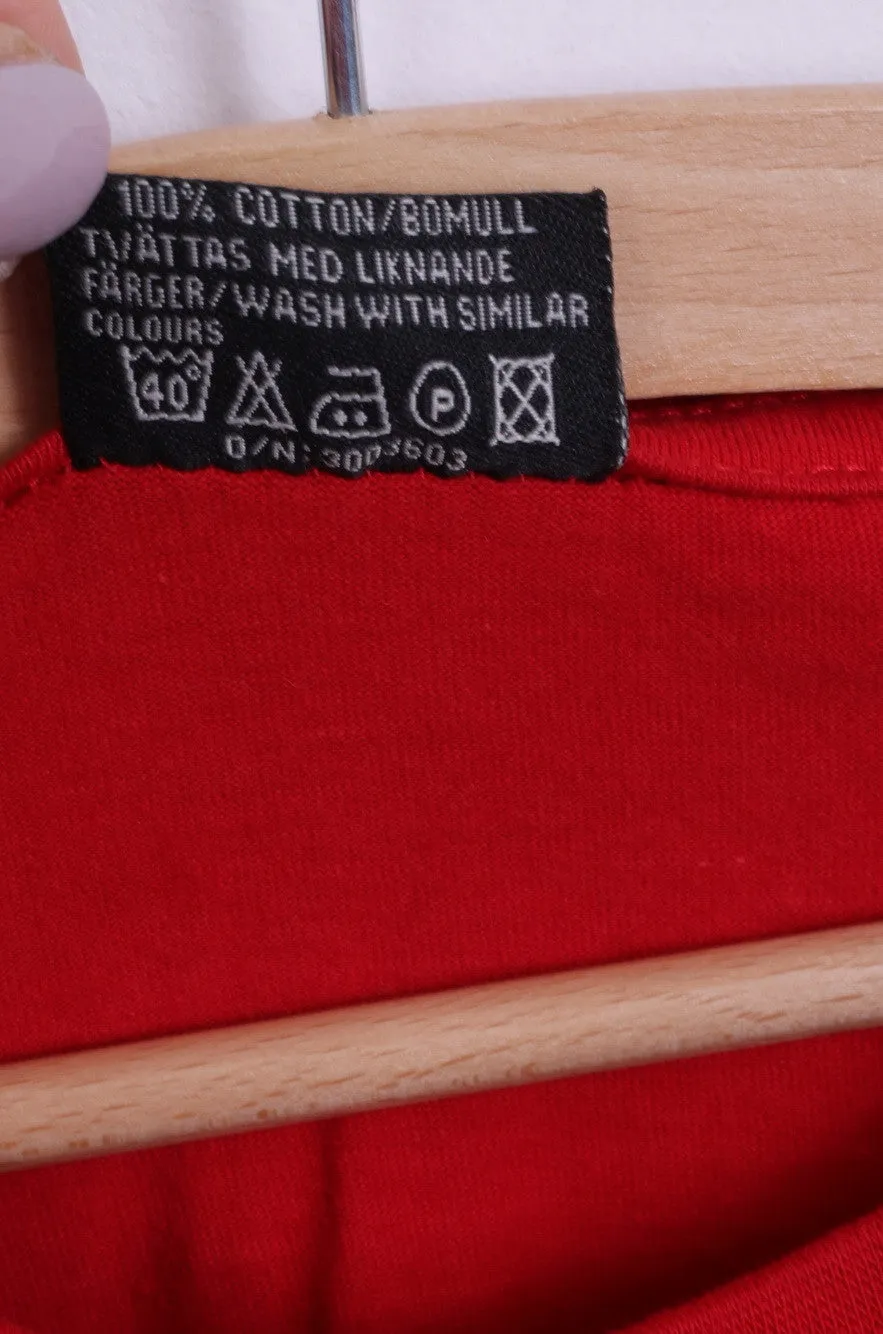 ETIREL Mens M T-Shirt Red Cotton Crew Neck Short Sleeve
