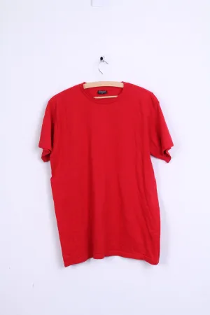 ETIREL Mens M T-Shirt Red Cotton Crew Neck Short Sleeve