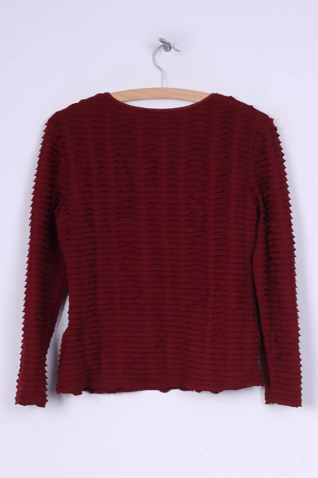 Fellow Womens M Shirt Long Sleeve Maroon Motia Crew Neck Vintage