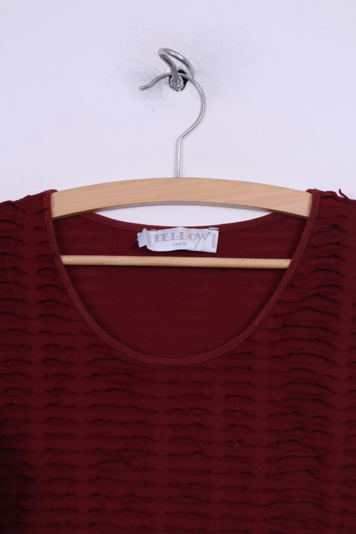 Fellow Womens M Shirt Long Sleeve Maroon Motia Crew Neck Vintage