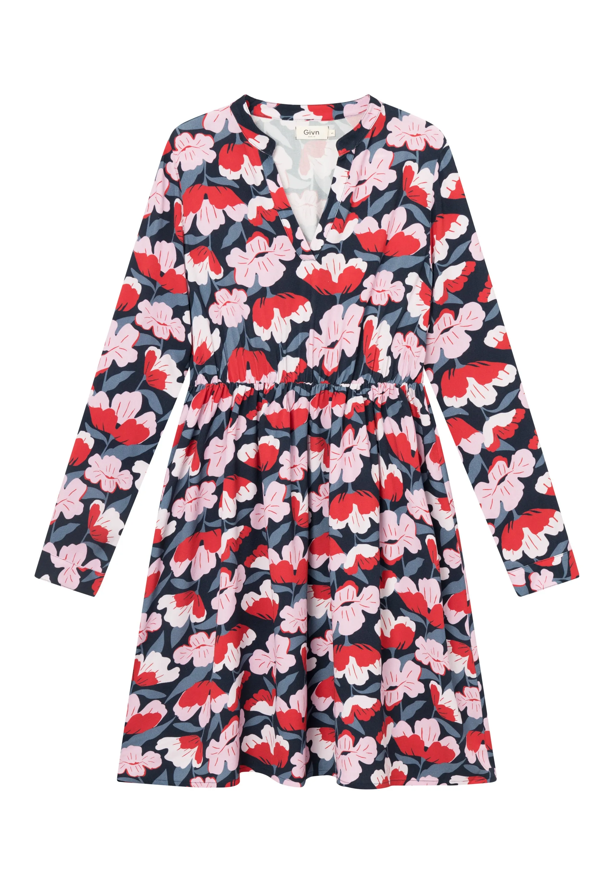 Flounce Dress GBMARIANNA From LENZING™ ECOVERO™ - Red / Pink (Flowers) Givn Berlin