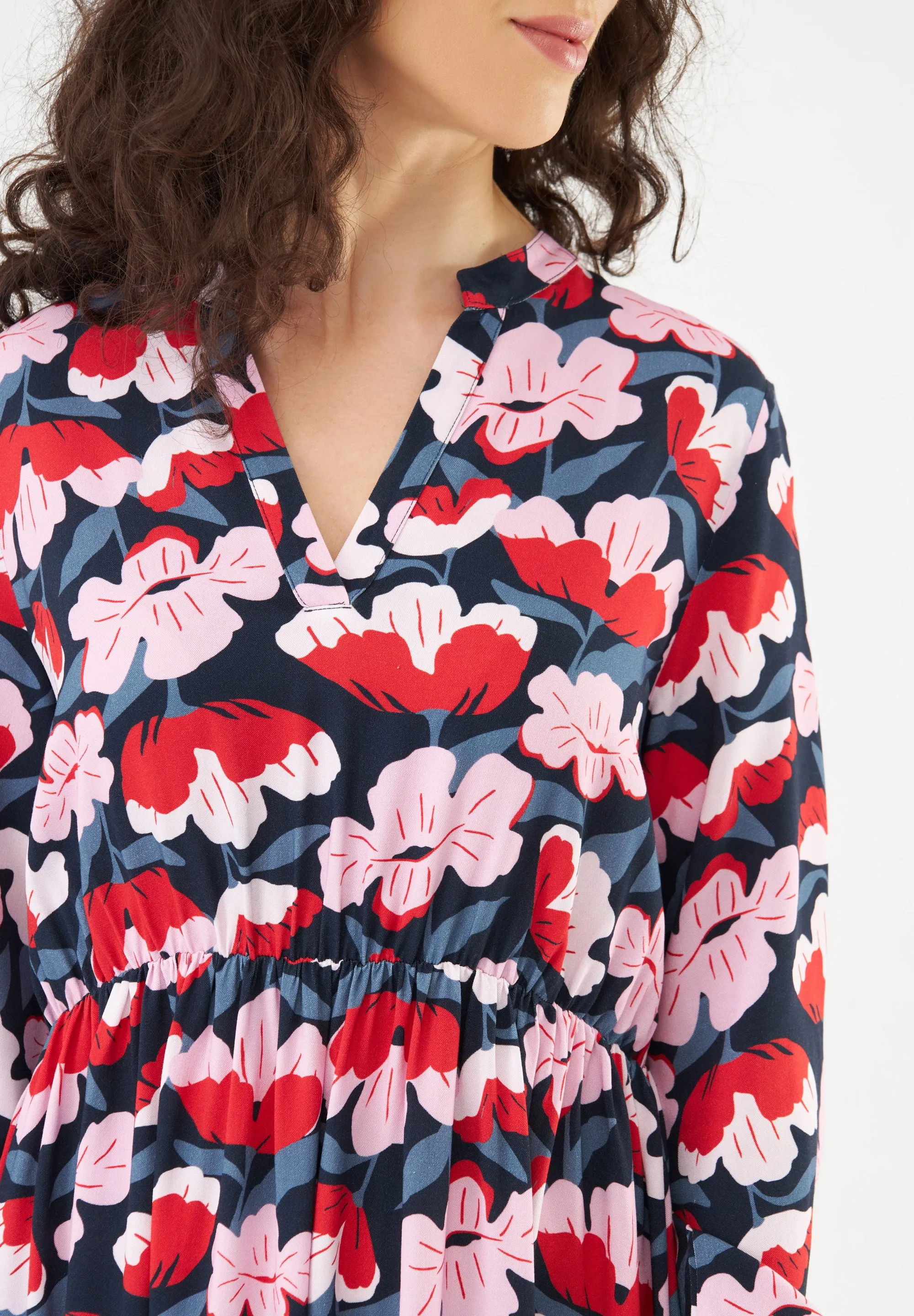 Flounce Dress GBMARIANNA From LENZING™ ECOVERO™ - Red / Pink (Flowers) Givn Berlin