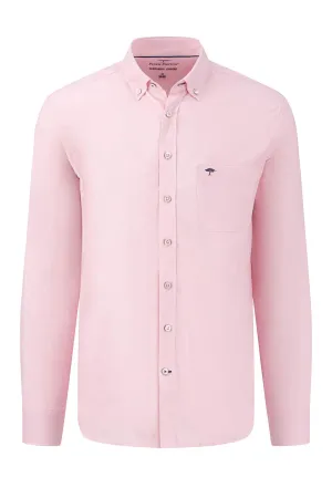 Fynch-Hatton Long Sleeved Oxford Button Down Collar Shirt Pink