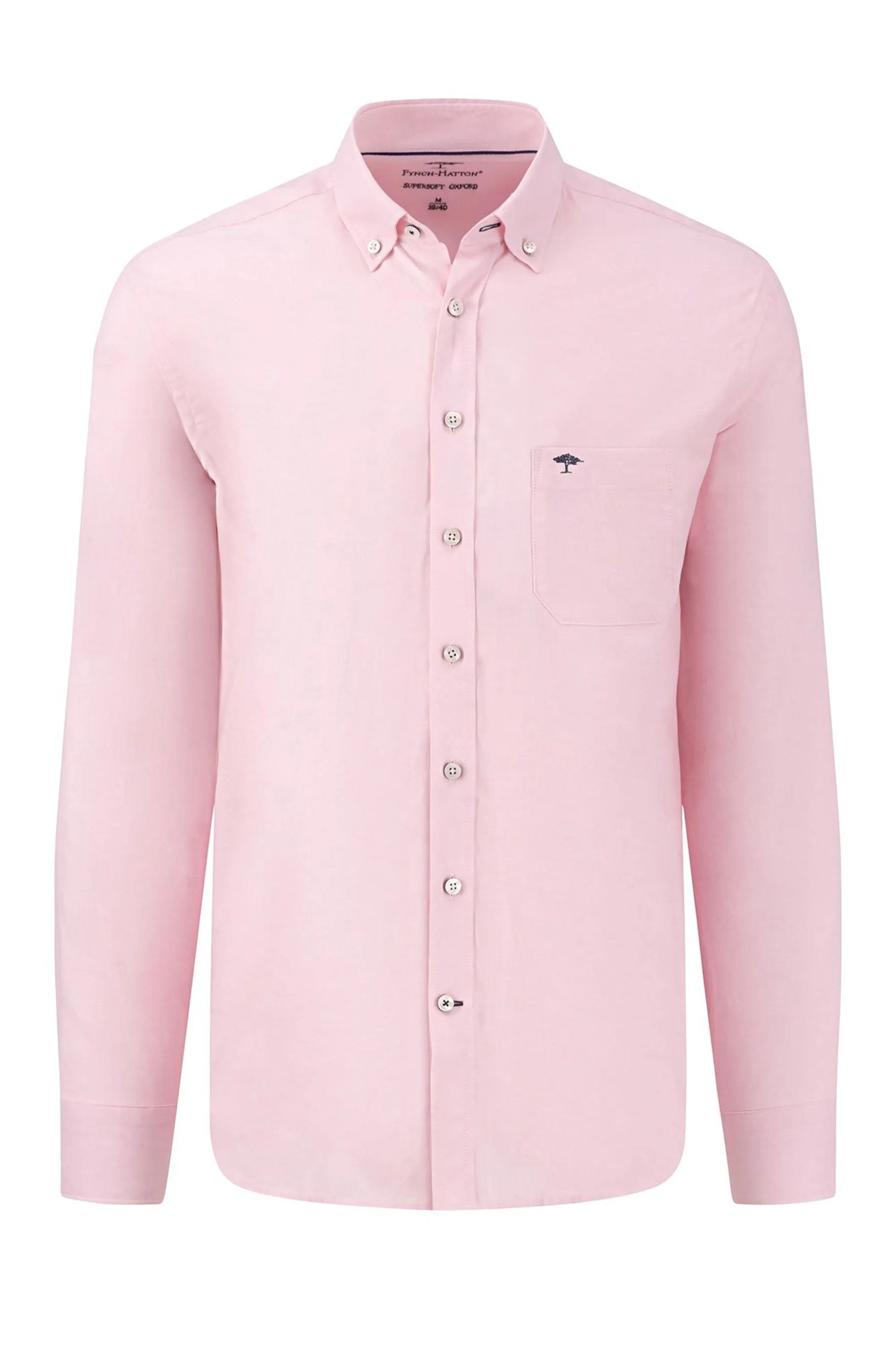Fynch-Hatton Long Sleeved Oxford Button Down Collar Shirt Pink
