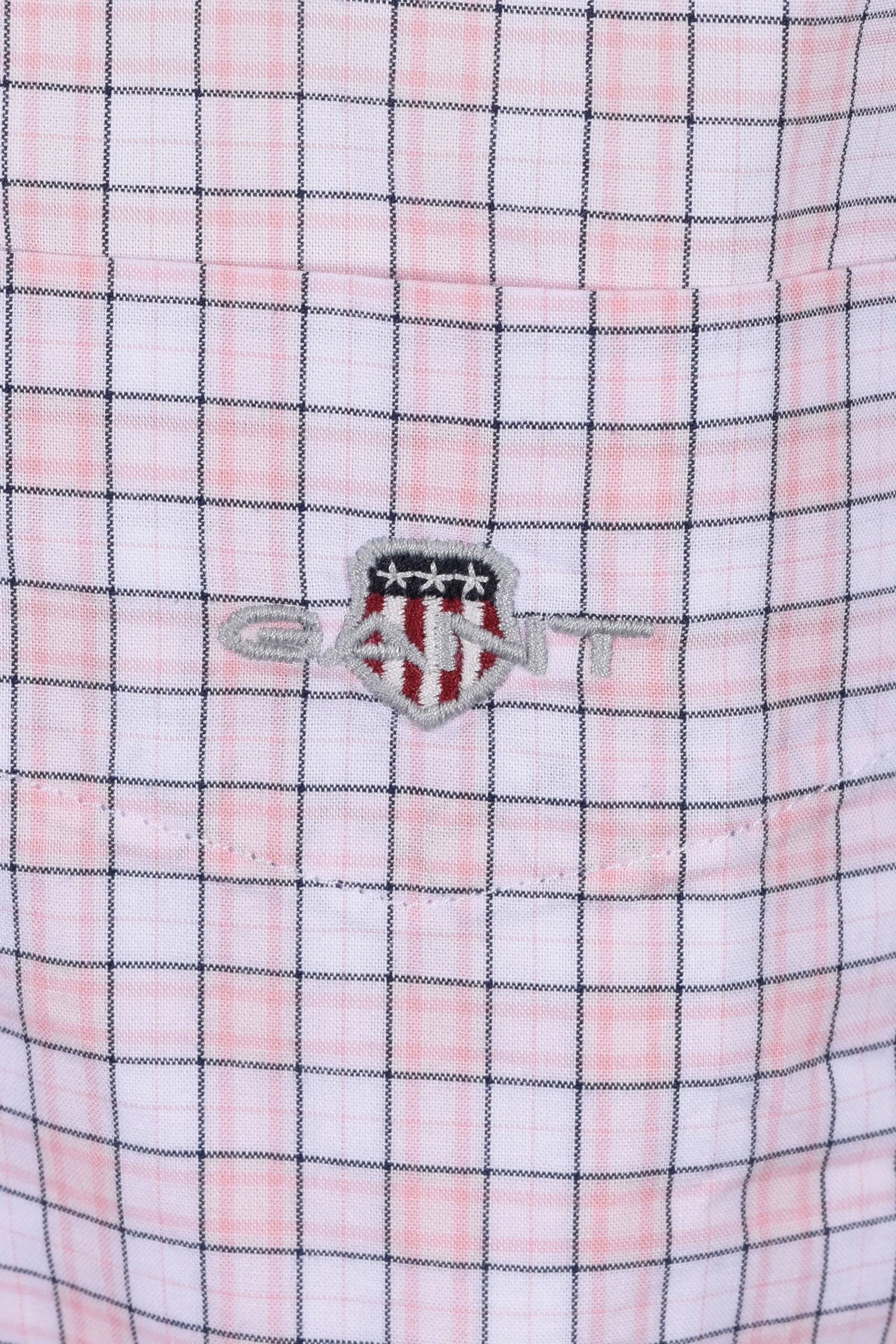 Gant Reg Classic Poplin Check Short Sleeved Shirt Light Pink