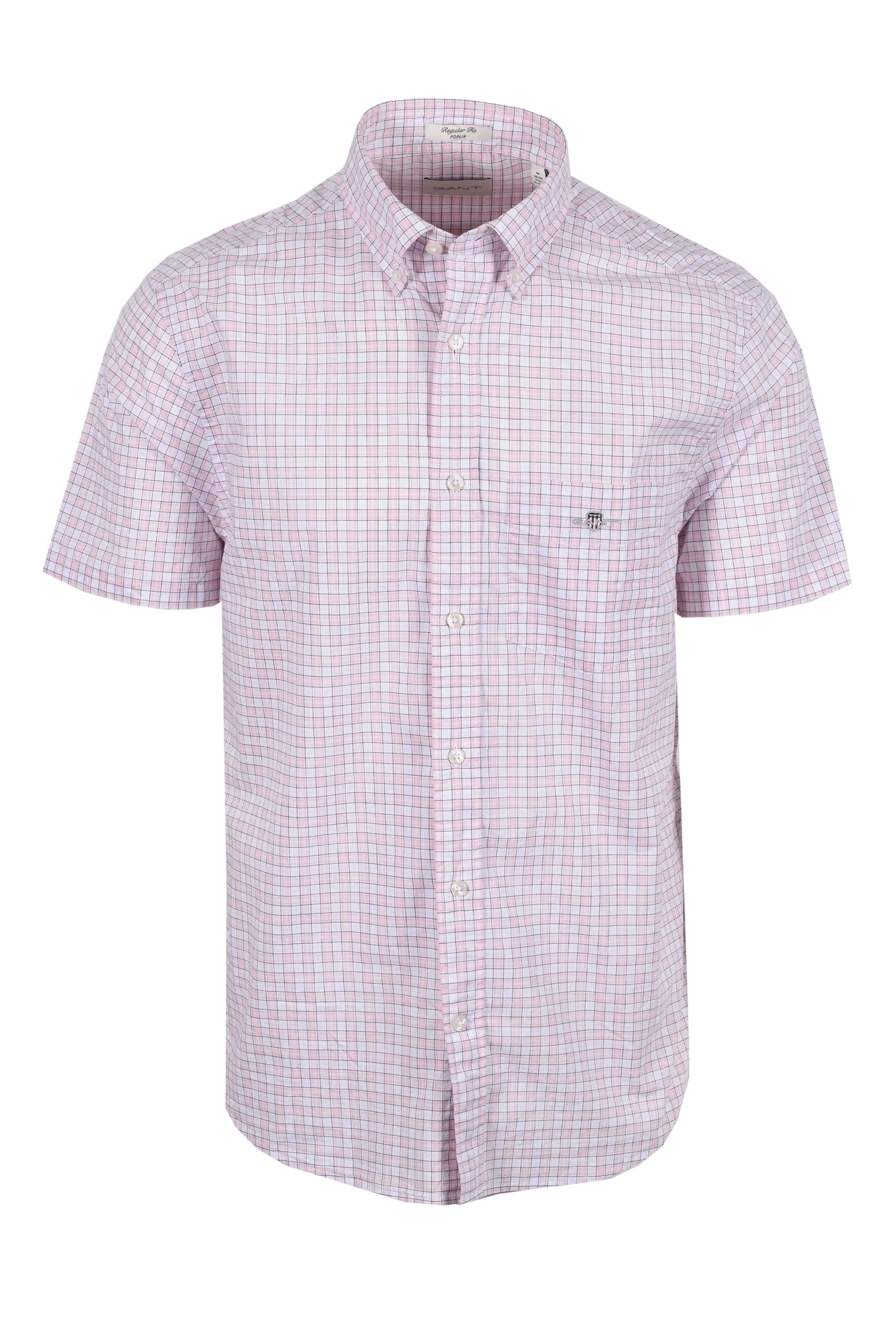 Gant Reg Classic Poplin Check Short Sleeved Shirt Light Pink