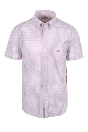 Gant Reg Classic Poplin Check Short Sleeved Shirt Light Pink