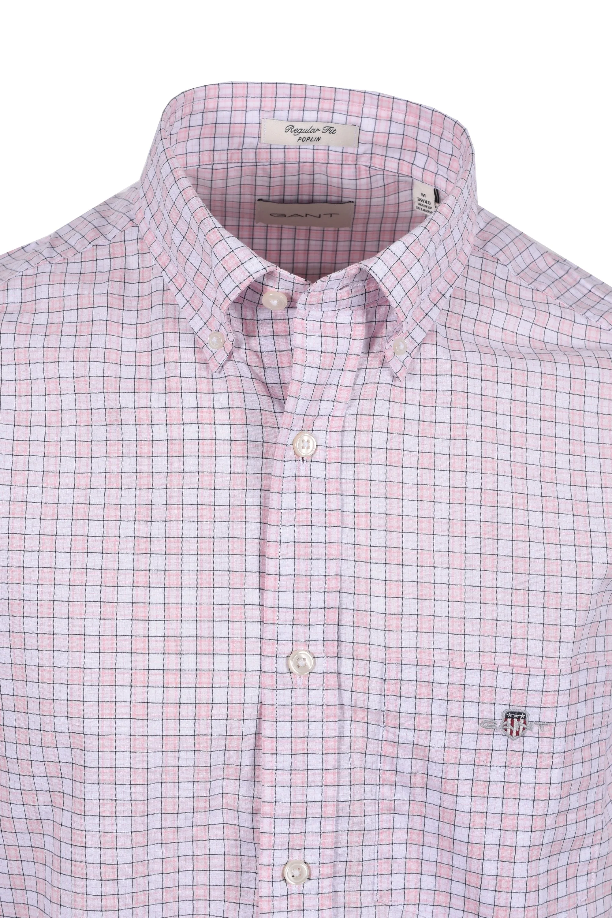 Gant Reg Classic Poplin Check Short Sleeved Shirt Light Pink