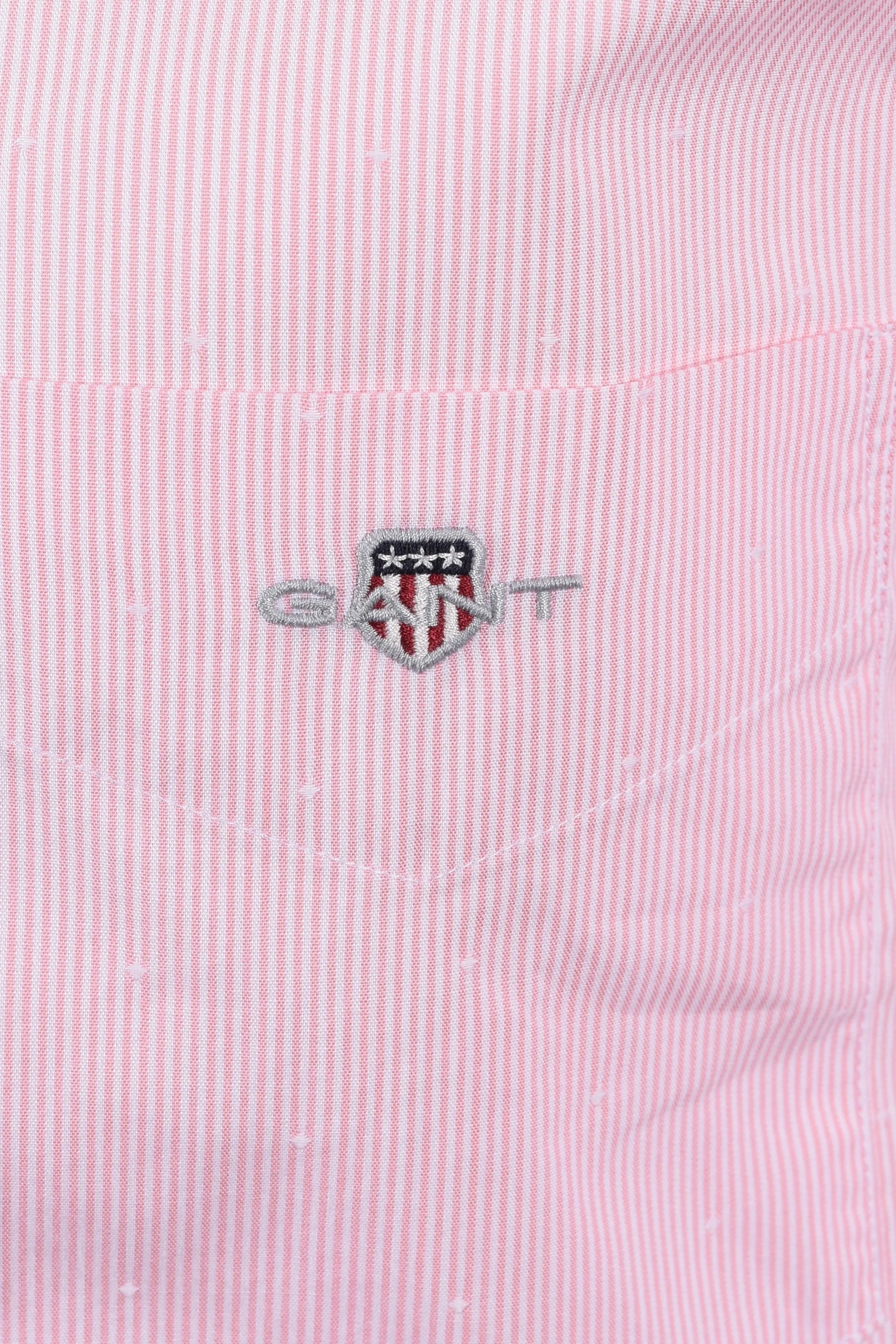 Gant Reg Dobby Dot Stripe Shirt Geranium Pink