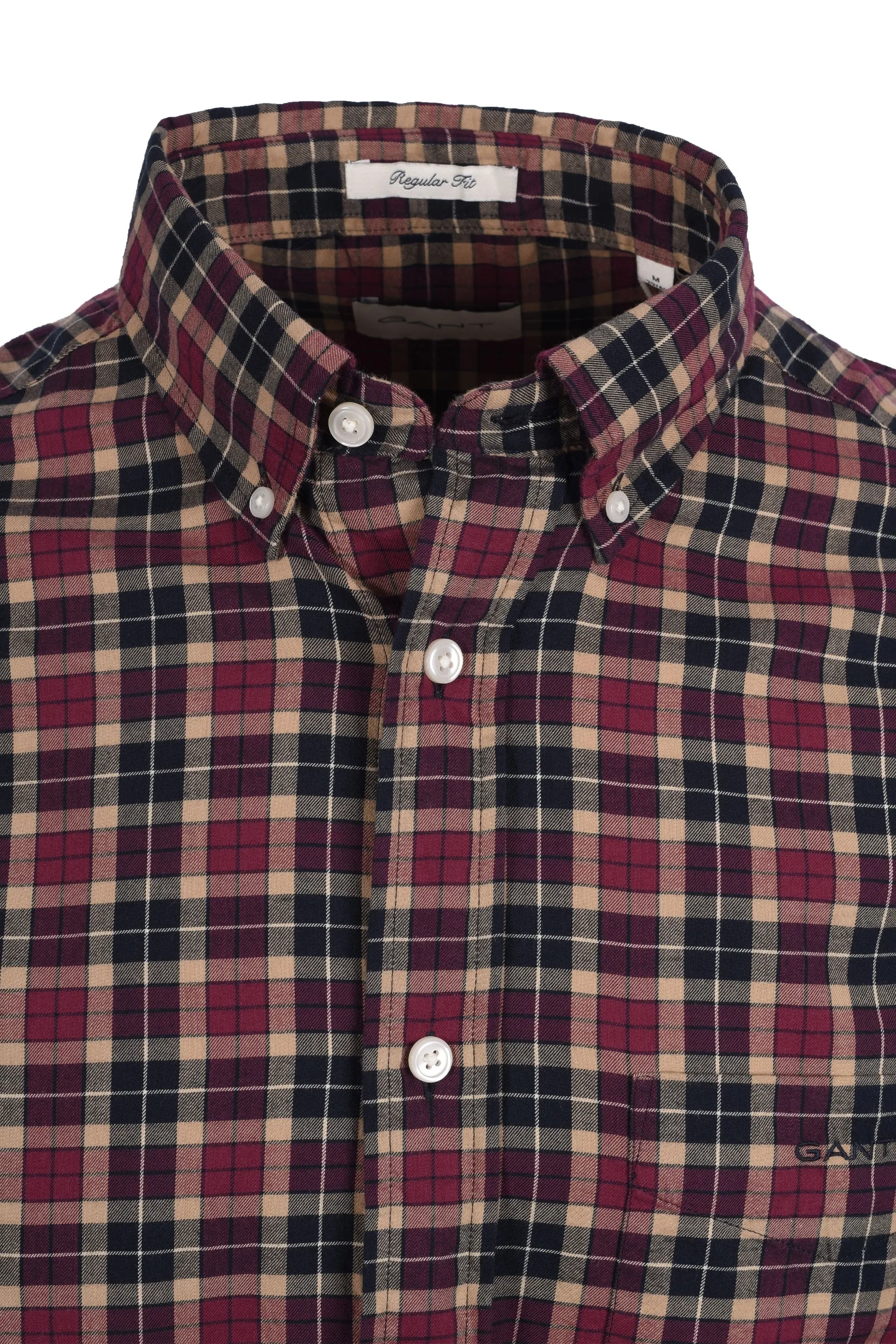 Gant Reg Light Twill Check Shirt Wine Red