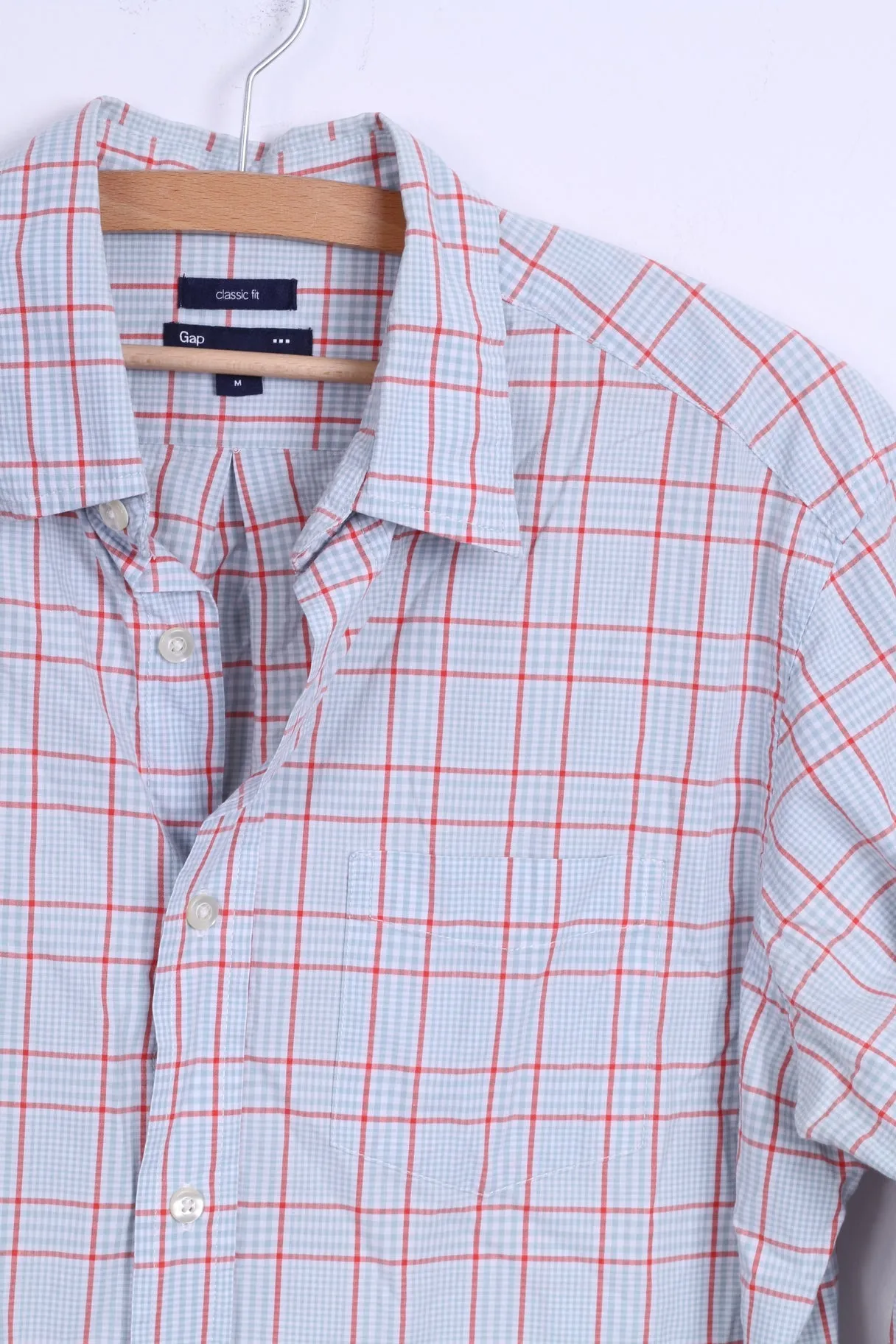 Gap Mens M Casual Shirt Cotton Mint Checkered Long Sleeve