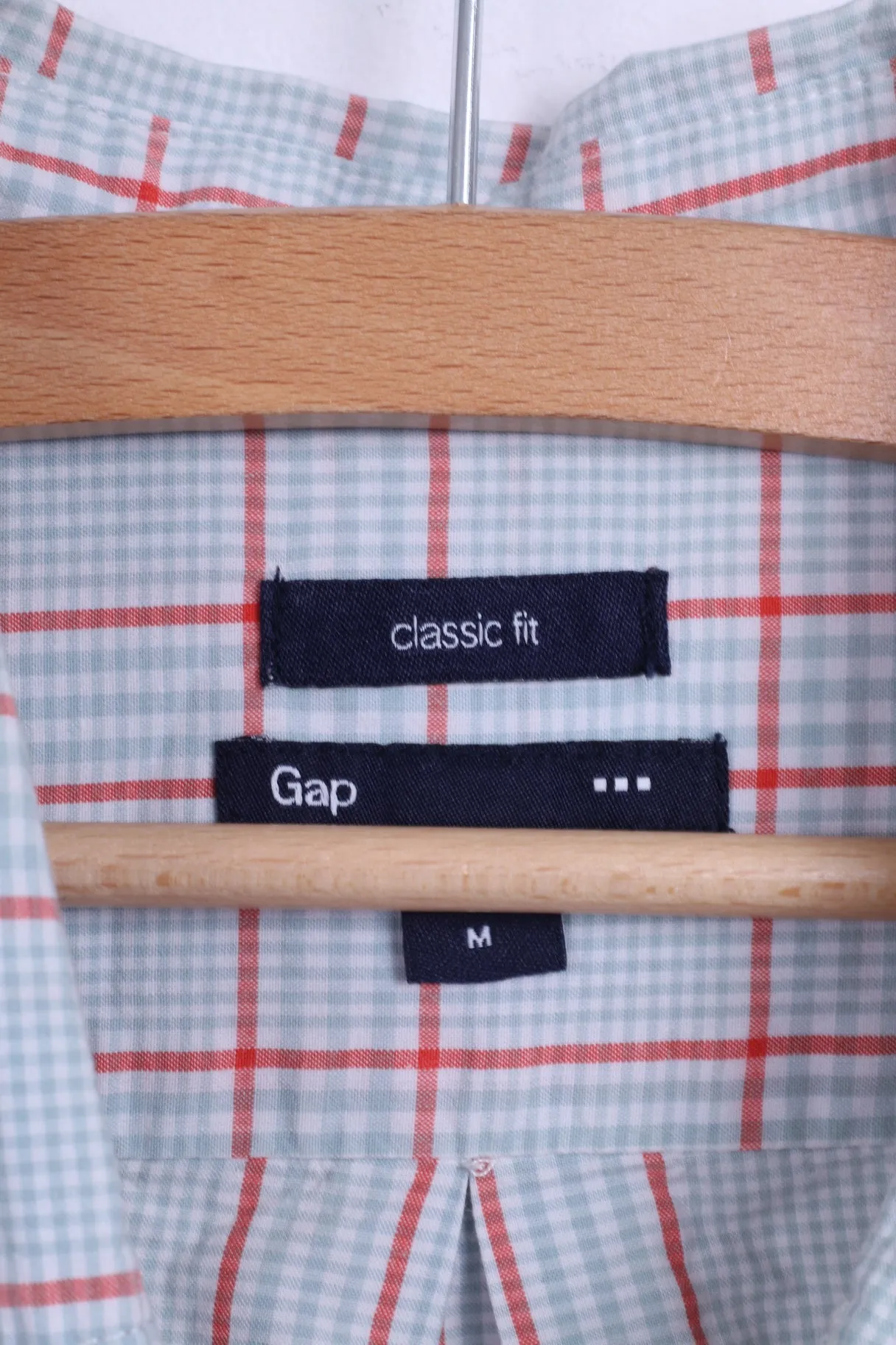 Gap Mens M Casual Shirt Cotton Mint Checkered Long Sleeve