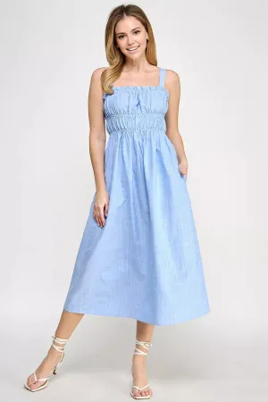 GATHERED BODICE STRIPED SUNDRESS