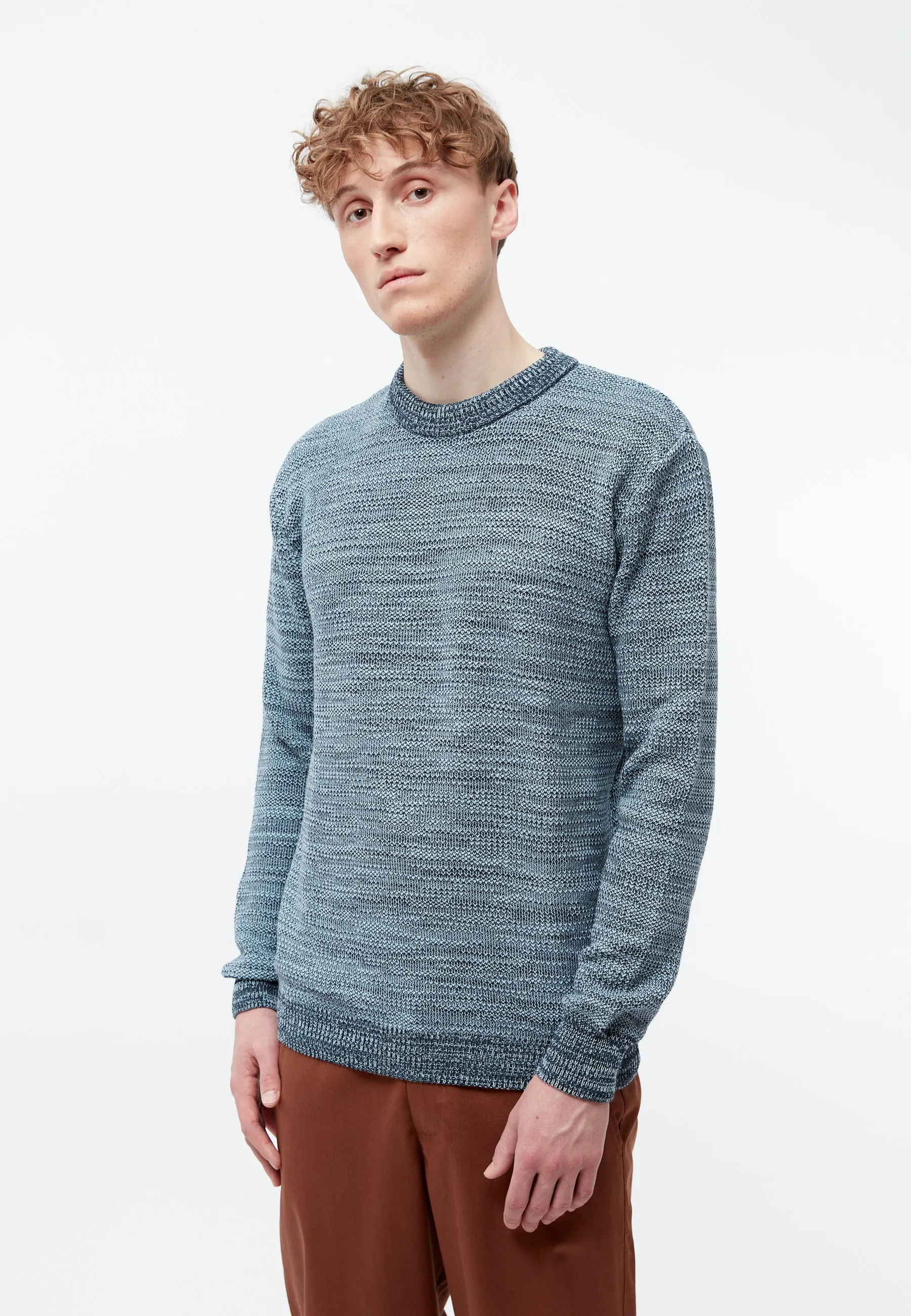 GBAIDEN Knitted Sweater Made From Organic Cotton - Midnight Blue (Melange) Givn Berlin