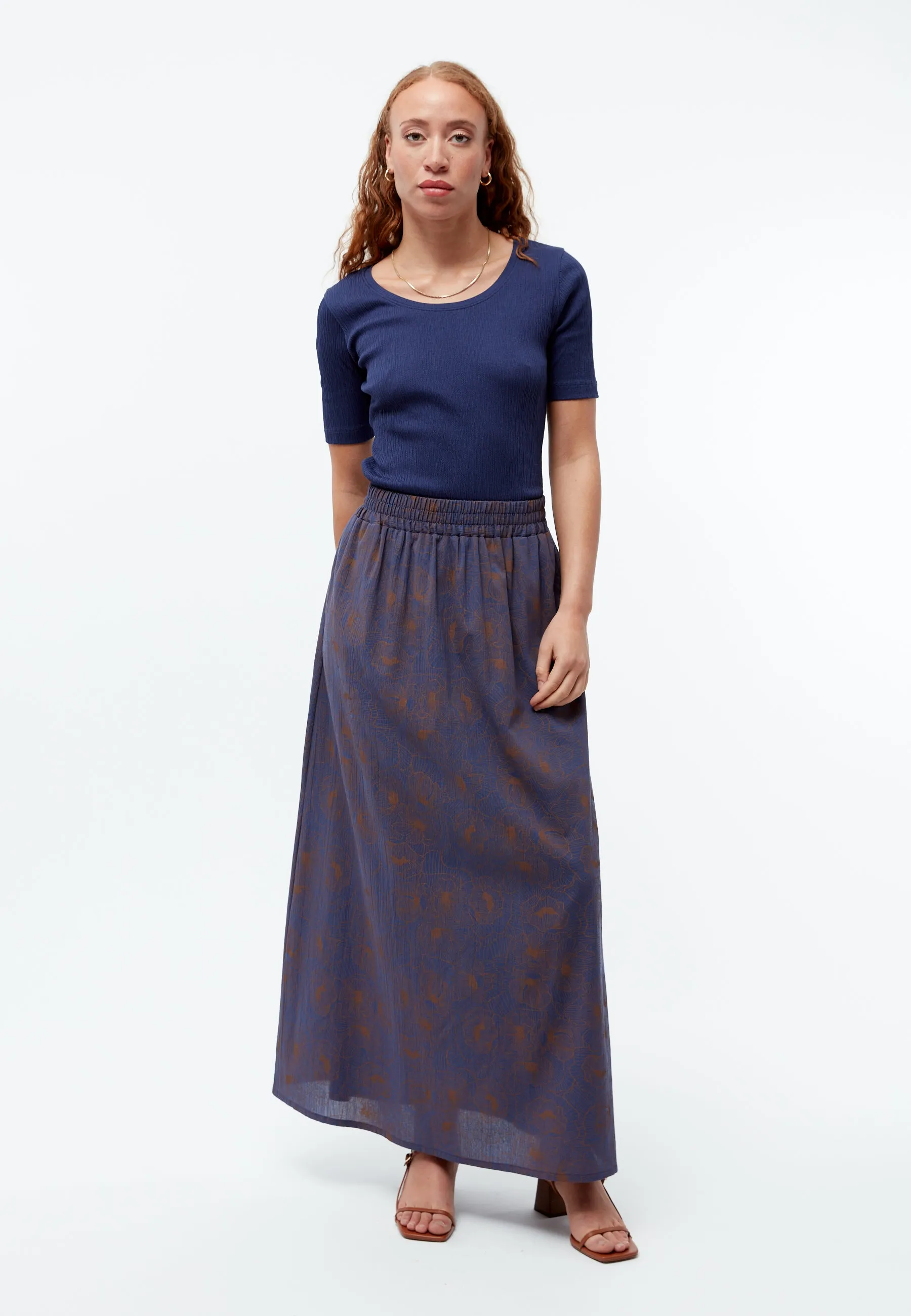 GBANAIS top in smocked organic cotton jersey - Nightshade Blue (Rib) Givn Berlin