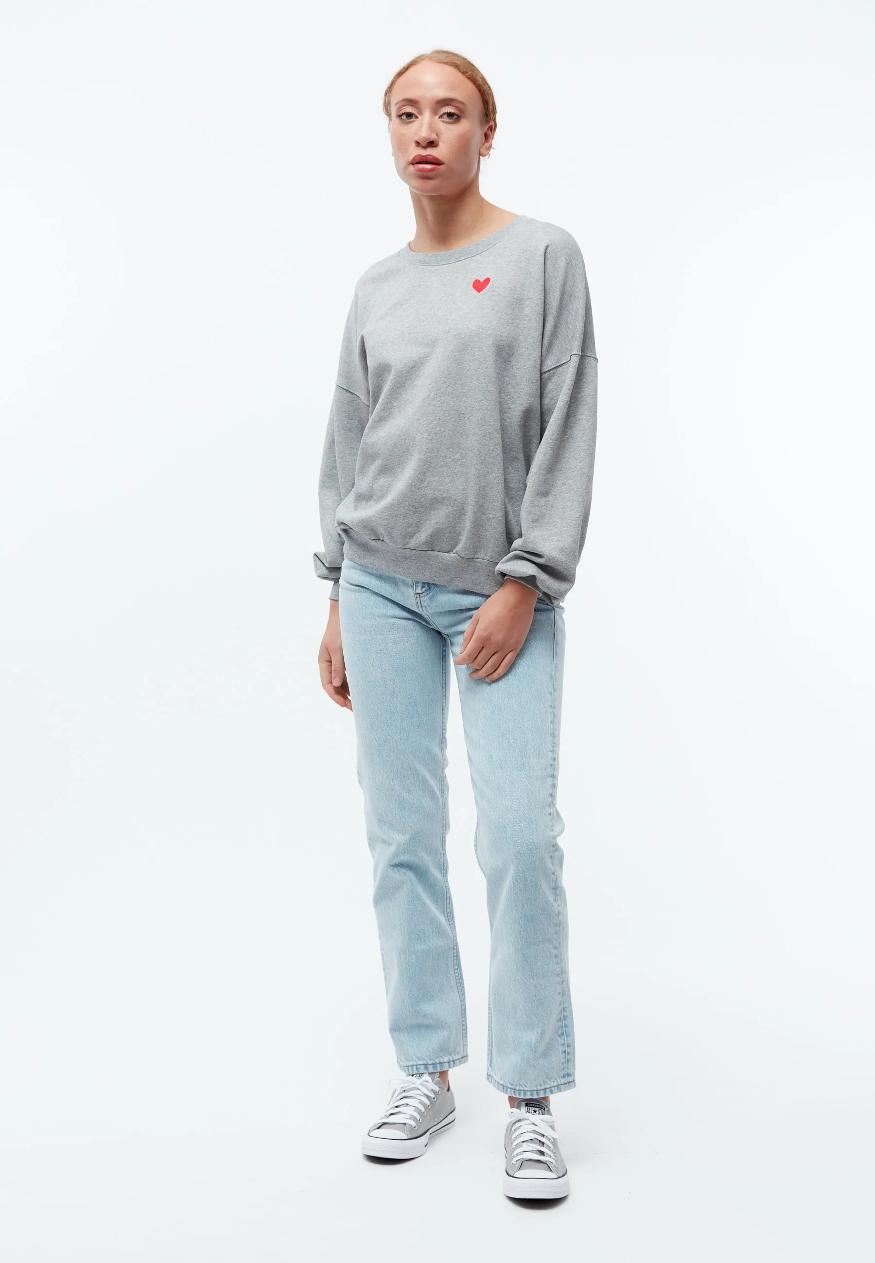 GBARIANA oversize sweater made of organic cotton with embroidery - Grey Melange Givn Berlin