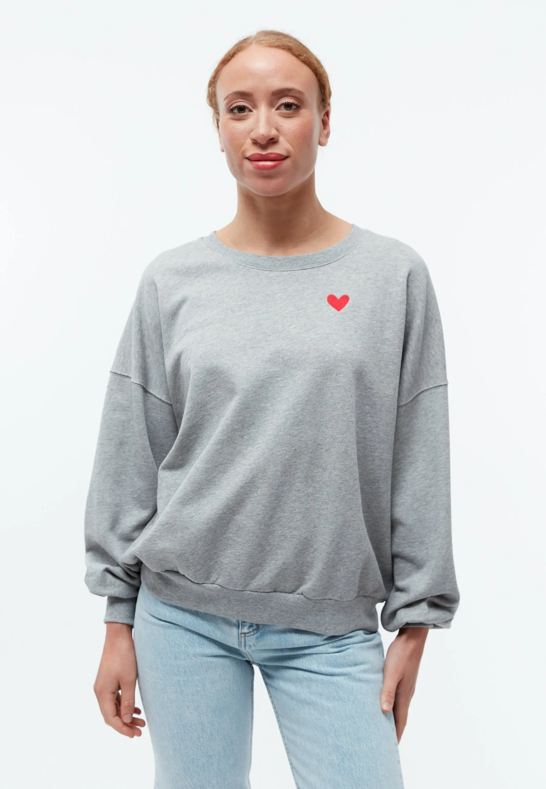 GBARIANA oversize sweater made of organic cotton with embroidery - Grey Melange Givn Berlin