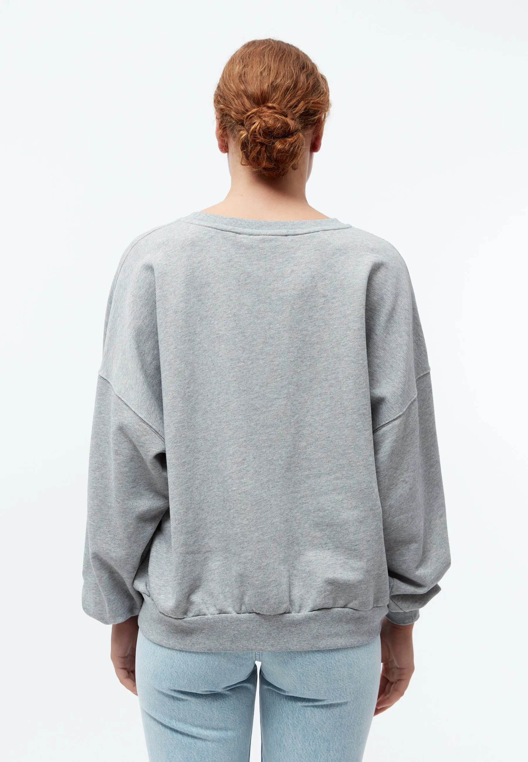 GBARIANA oversize sweater made of organic cotton with embroidery - Grey Melange Givn Berlin