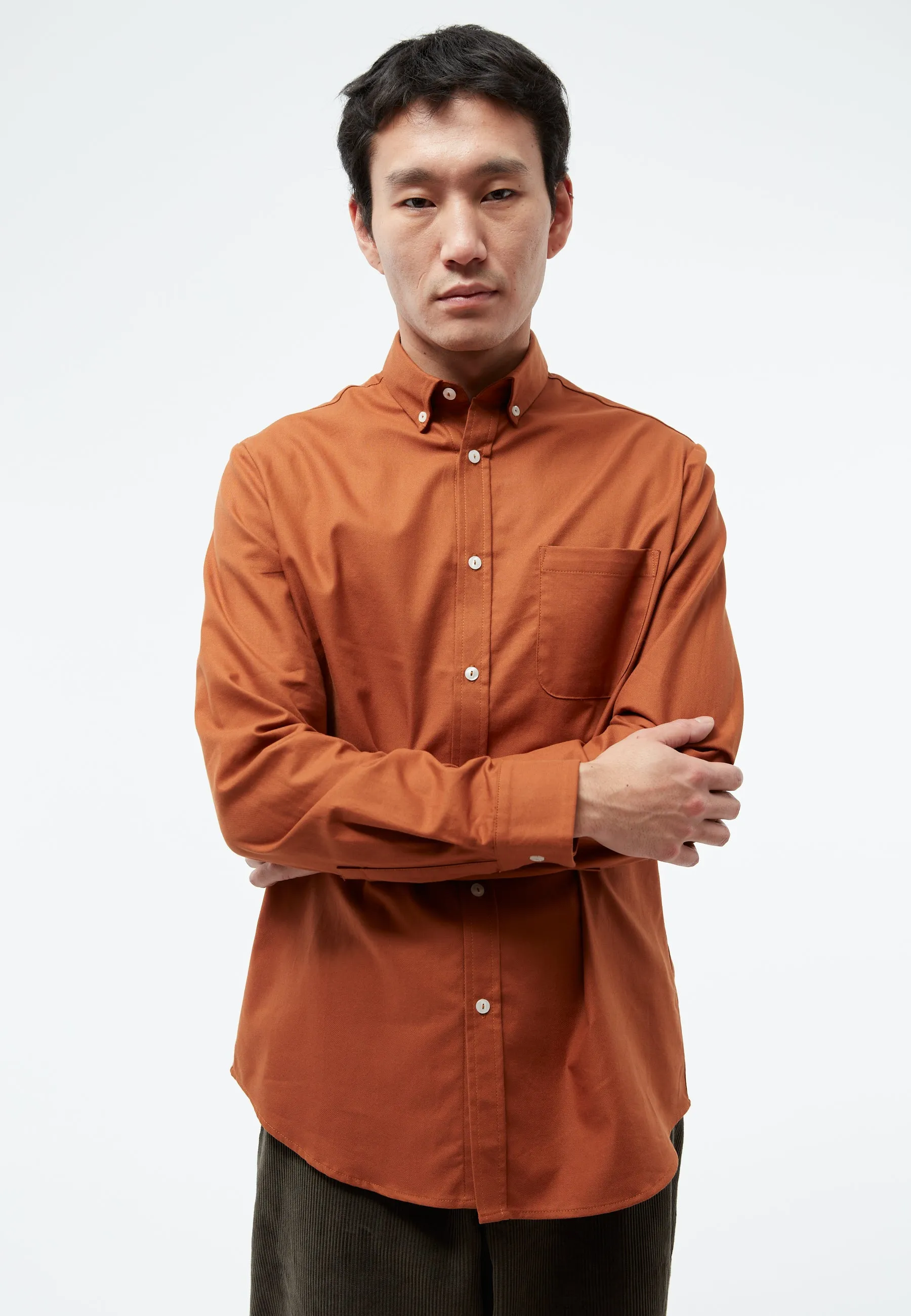 GBBENNET shirt made from organic cotton with breast pocket - Rust Givn Berlin