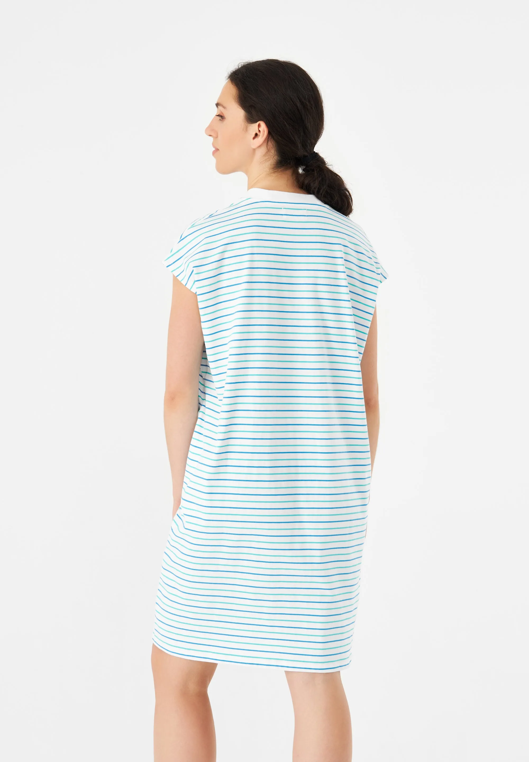 GBCAITY (Melon) Relaxed Fit Jersey Dress Made From Organic Cotton - Green / Blue (Stripes) Givn Berlin