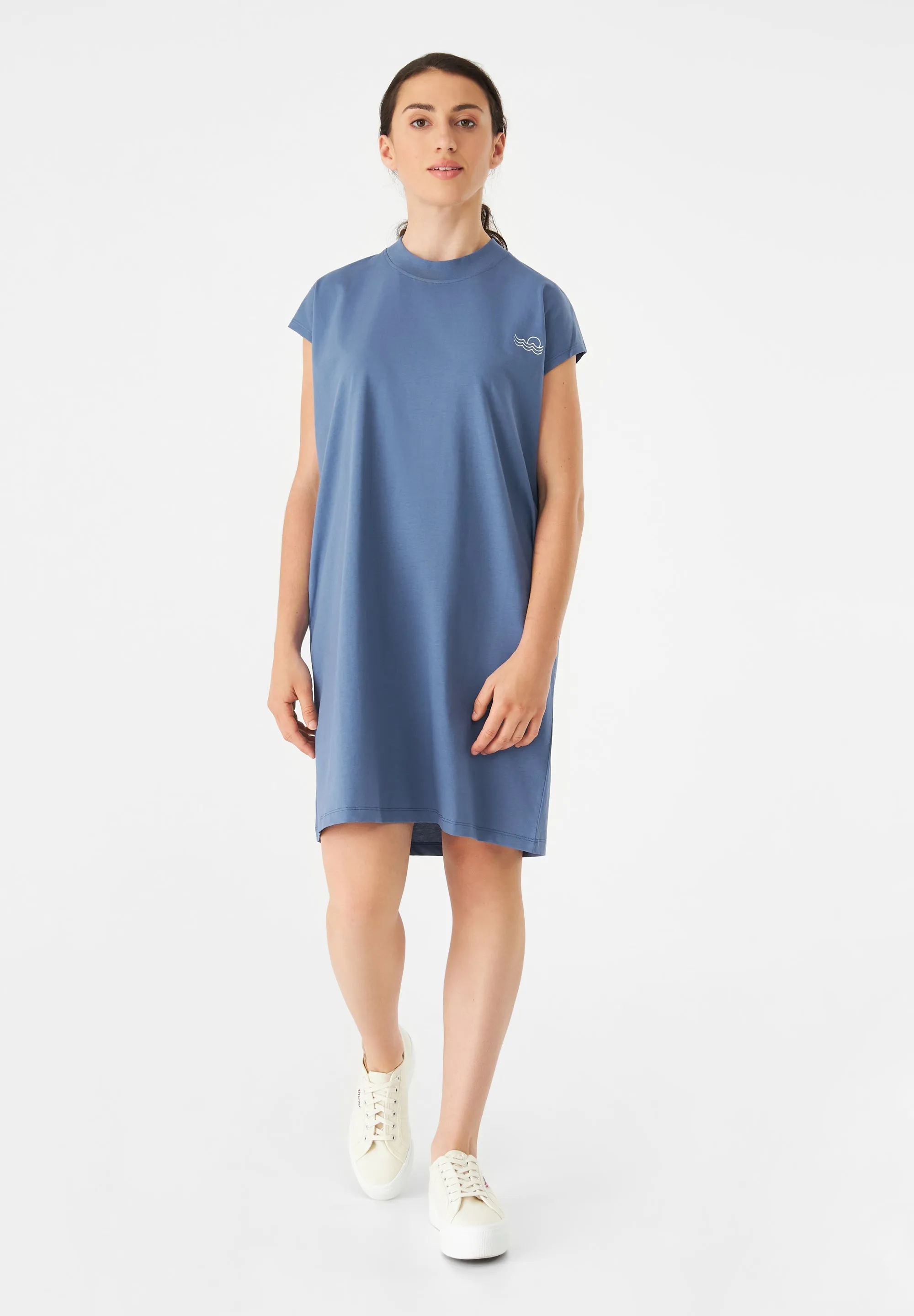 GBCAITY (SeaSun) Relaxed Fit Jersey Dress Made From Organic Cotton - Steel Blue Givn Berlin