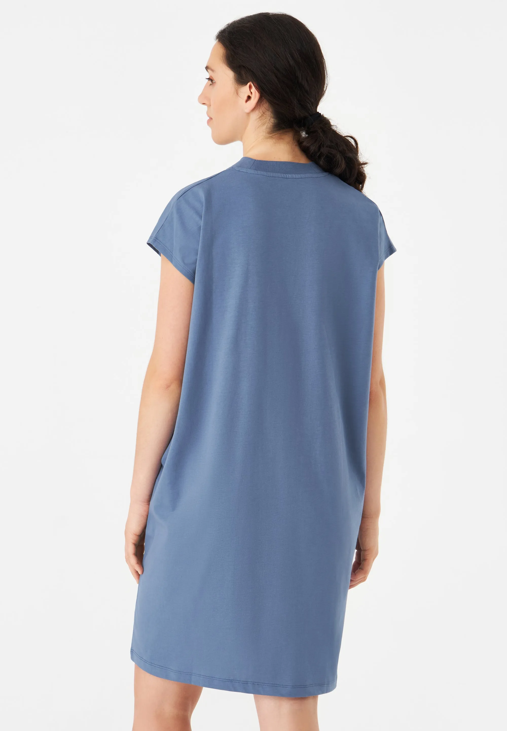 GBCAITY (SeaSun) Relaxed Fit Jersey Dress Made From Organic Cotton - Steel Blue Givn Berlin